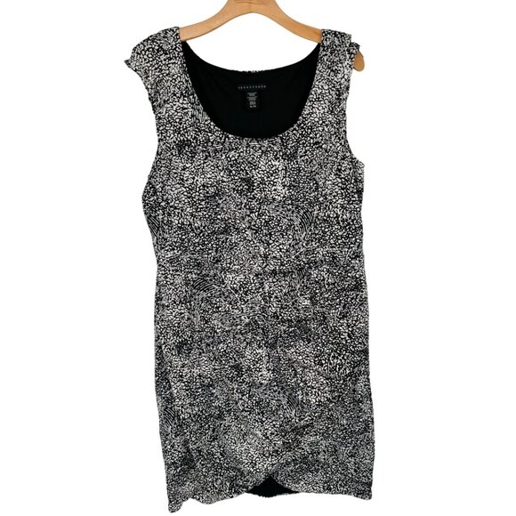 Apostrophe Womens Black White Patterned Sleeveless knit Dress Size XL lined - Picture 3 of 11